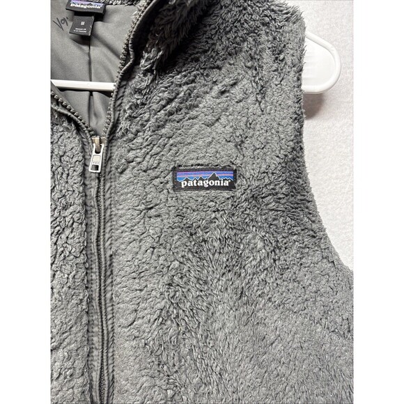Patagonia Los Gatos Fleece Vest Womens Medium Dark Gray Fuzzy Teddy Hiking - Picture 5 of 5